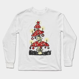 Vintage Fairy Mushroom Christmas Tree Long Sleeve T-Shirt